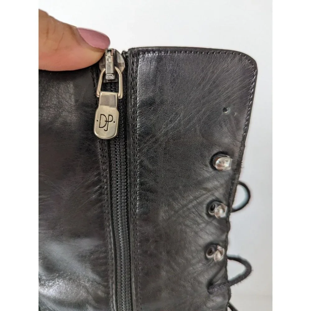 ❤️SOLD❤️Donald J Pliner Womens Boots 6.5 Benito Black Leather Lace Up Combat - Picture 9 of 10